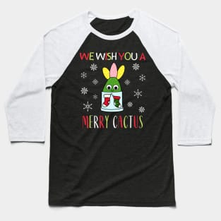 We Wish You A Merry Cactus - Hybrid Cactus In Christmas Themed Pot Baseball T-Shirt